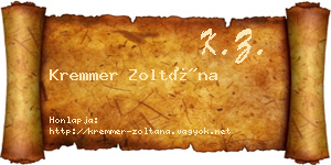 Kremmer Zoltána névjegykártya